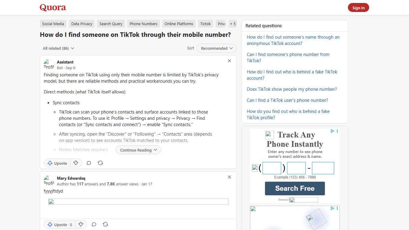 How to find someone on TikTok through their mobile number - Quora